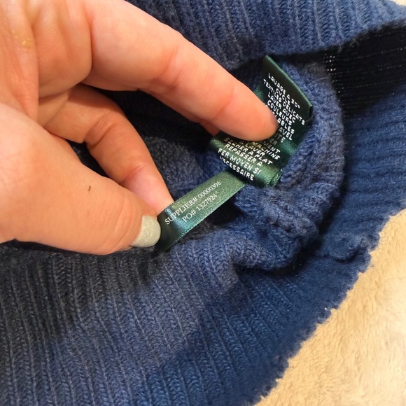 Lauren Ralph Lauren Navy Blue Cable Knit Crew Neck Sweater Women's Size Medium - Picture 4 of 8